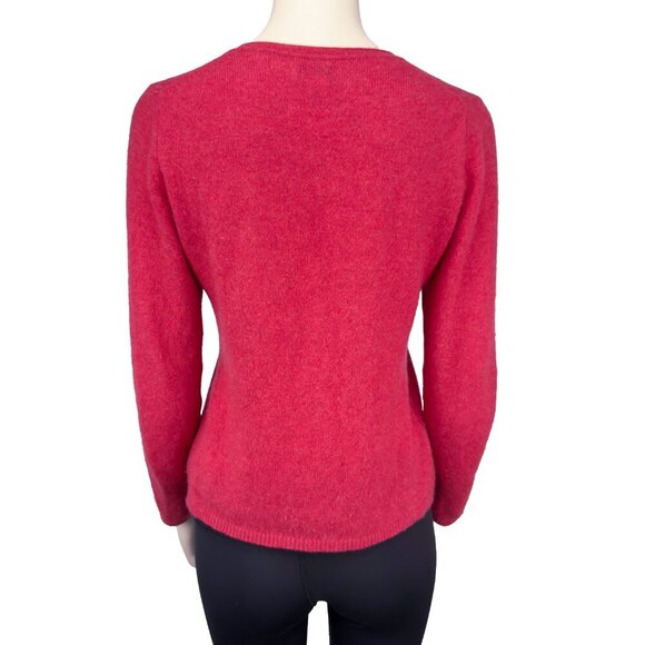 ADRIENNE VITTADINI 2-Ply Cashmere 100% V-Neck Long Sleeves Pink Sweater Pull S - Picture 3 of 7